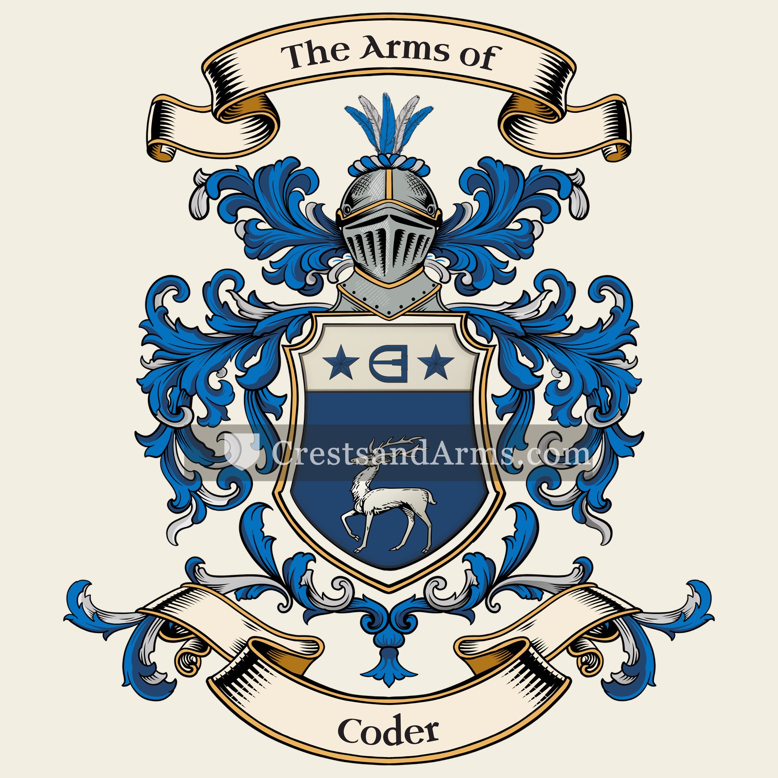The Coder coat of arms, drawn from the recorded blazon