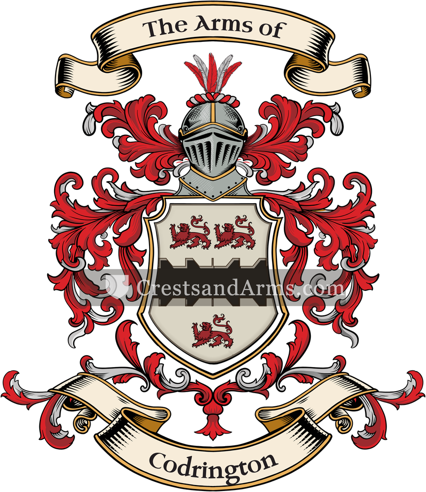 The Codrington coat of arms, drawn from the recorded blazon