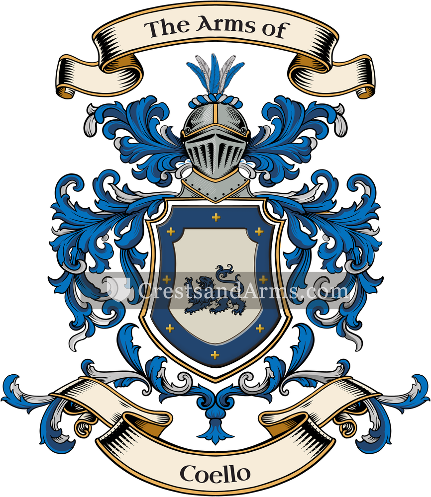 The Coello coat of arms, drawn from the recorded blazon