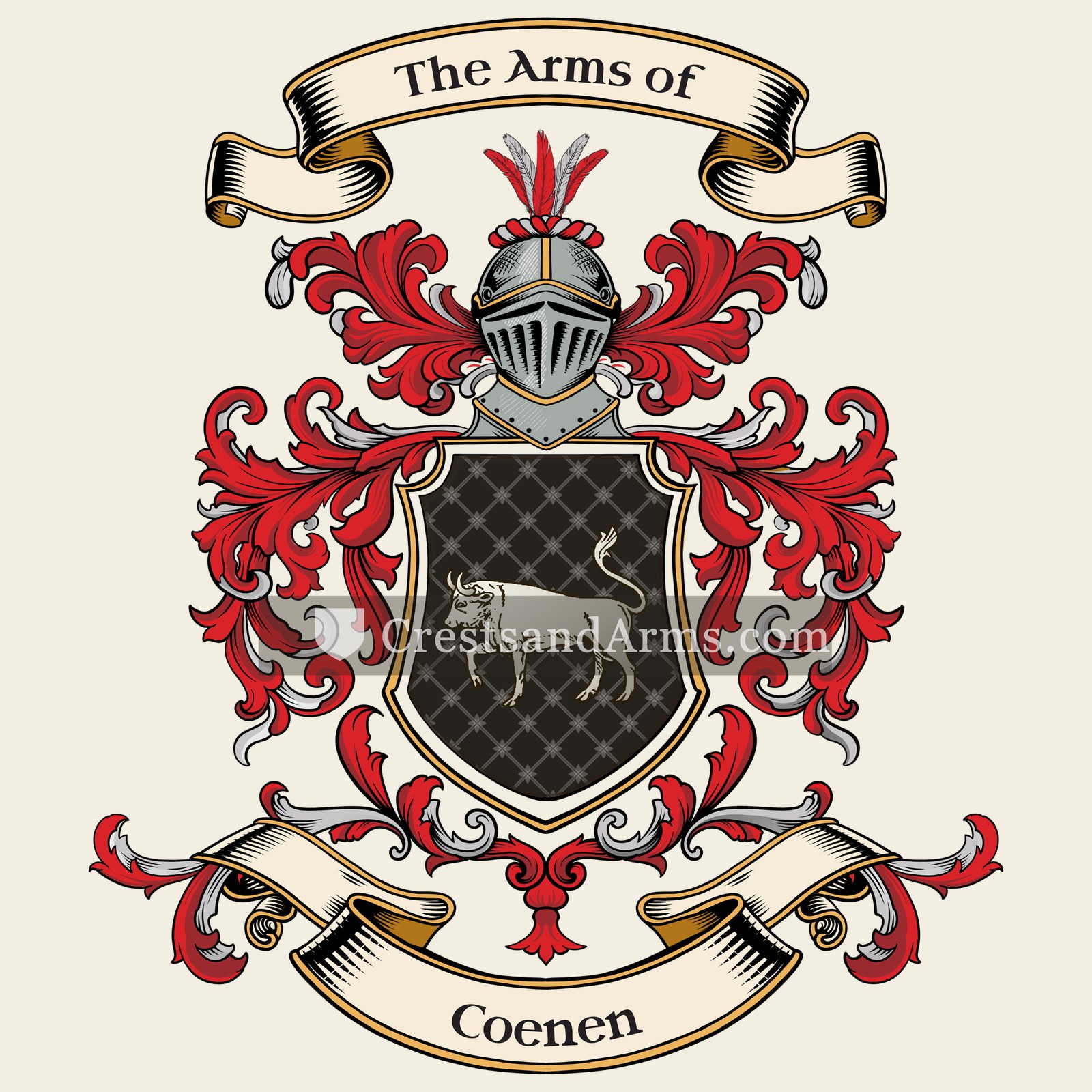 The Coenen coat of arms, drawn from the recorded blazon