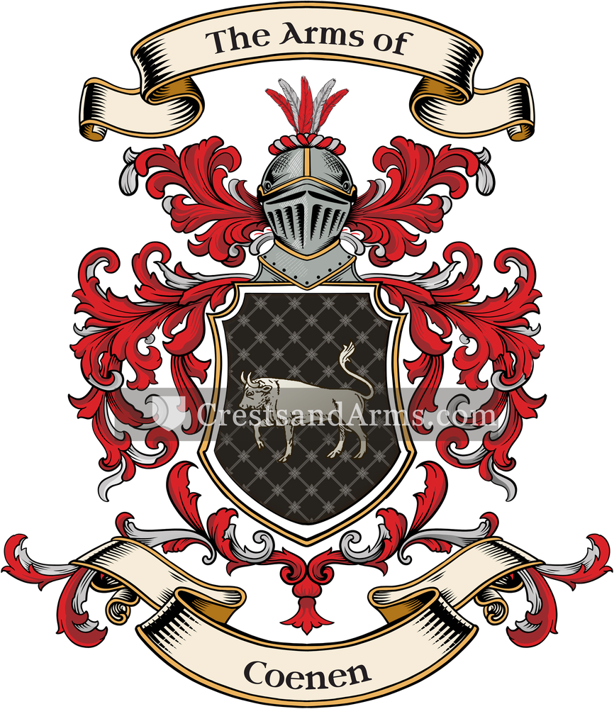 The Coenen coat of arms, drawn from the recorded blazon