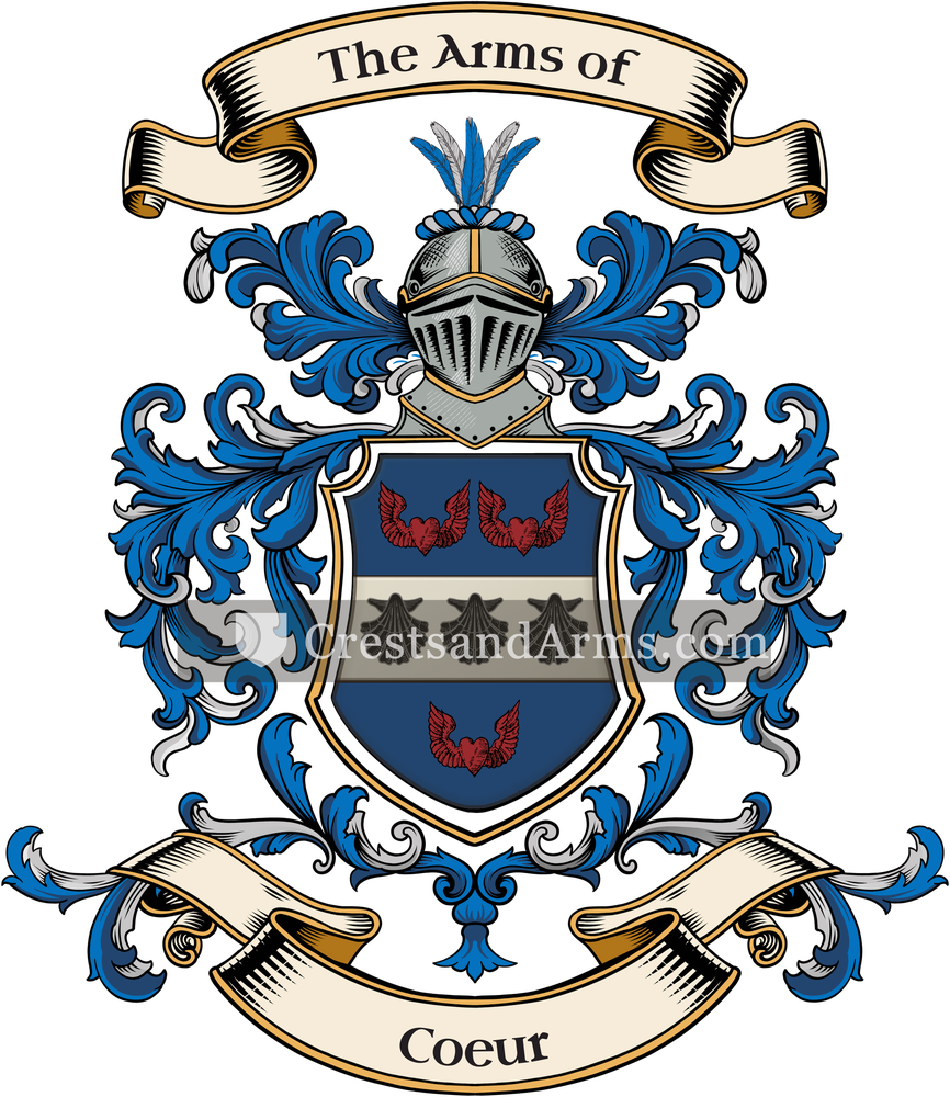The Coeur coat of arms, drawn from the recorded blazon