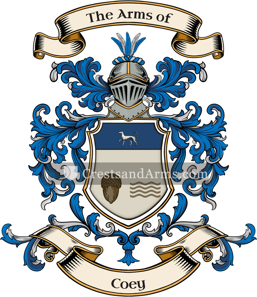 The Coey coat of arms, drawn from the recorded blazon