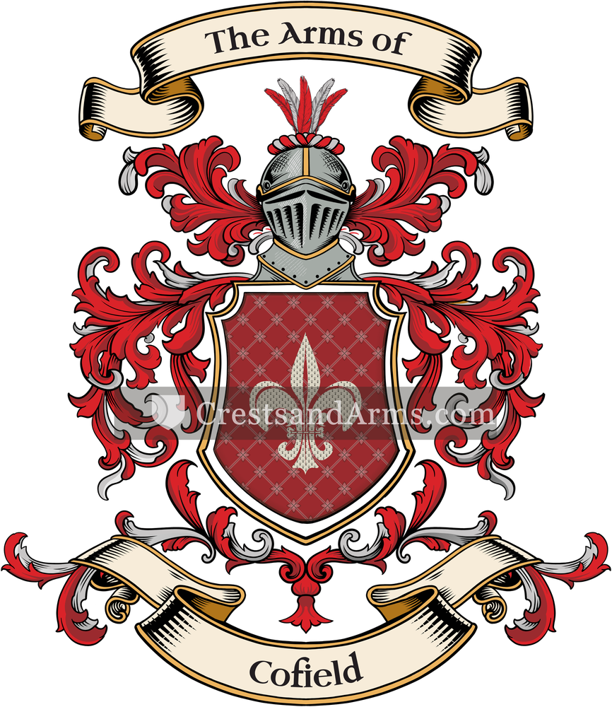 The Cofield coat of arms, drawn from the recorded blazon