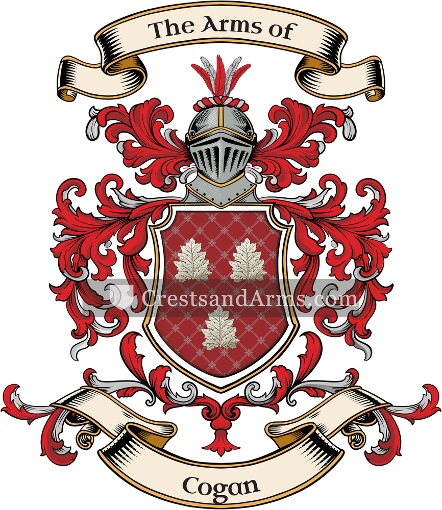 The Cogan coat of arms, drawn from the recorded blazon