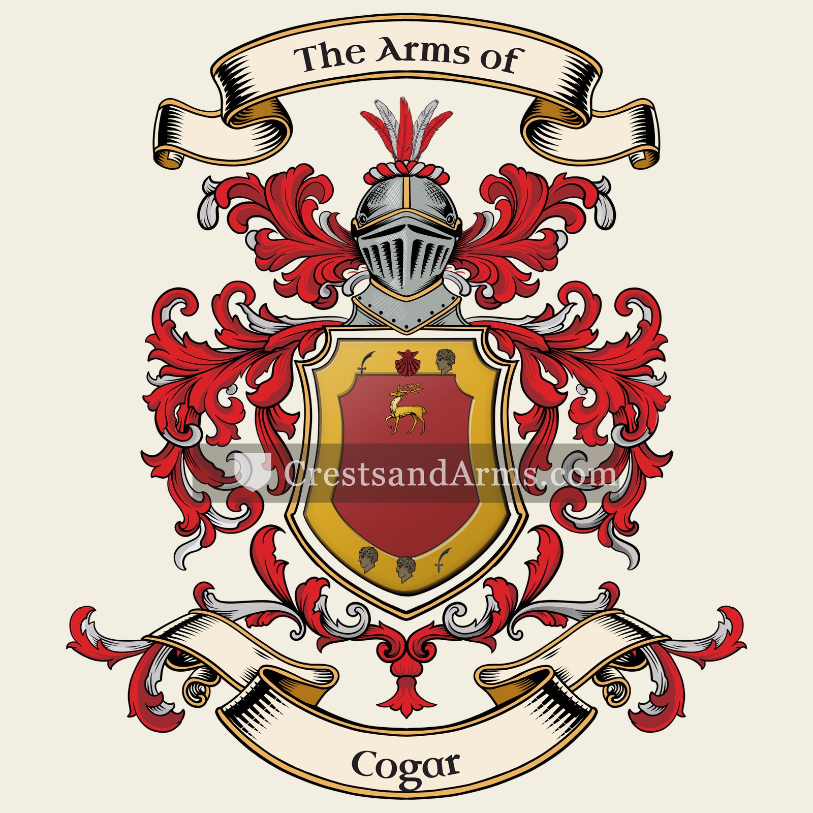 The Cogar coat of arms, drawn from the recorded blazon