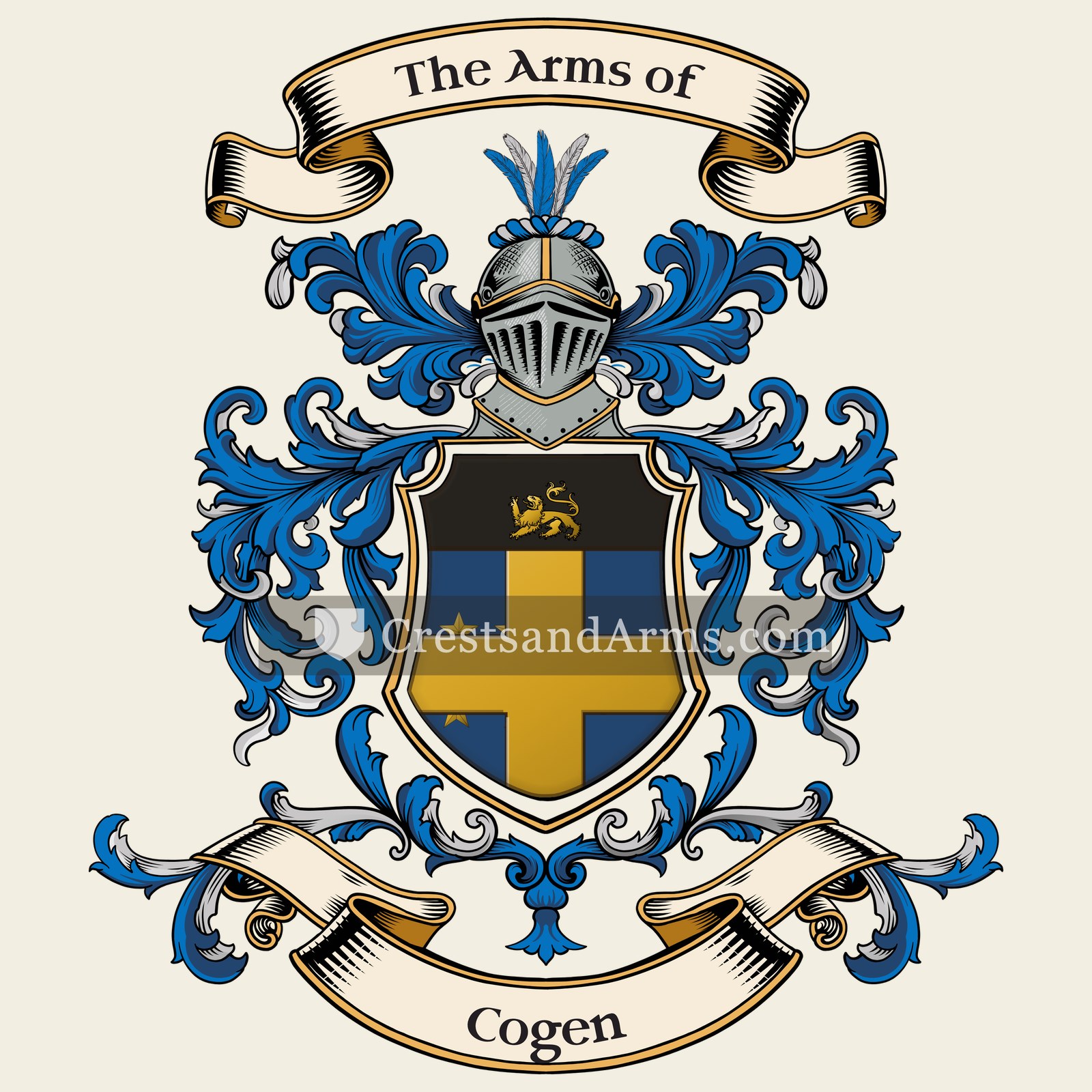 The Cogen coat of arms, drawn from the recorded blazon