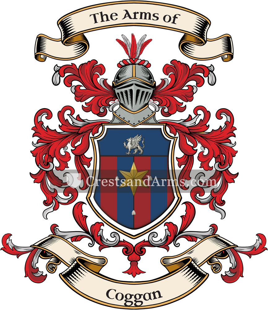 The Coggan coat of arms, drawn from the recorded blazon