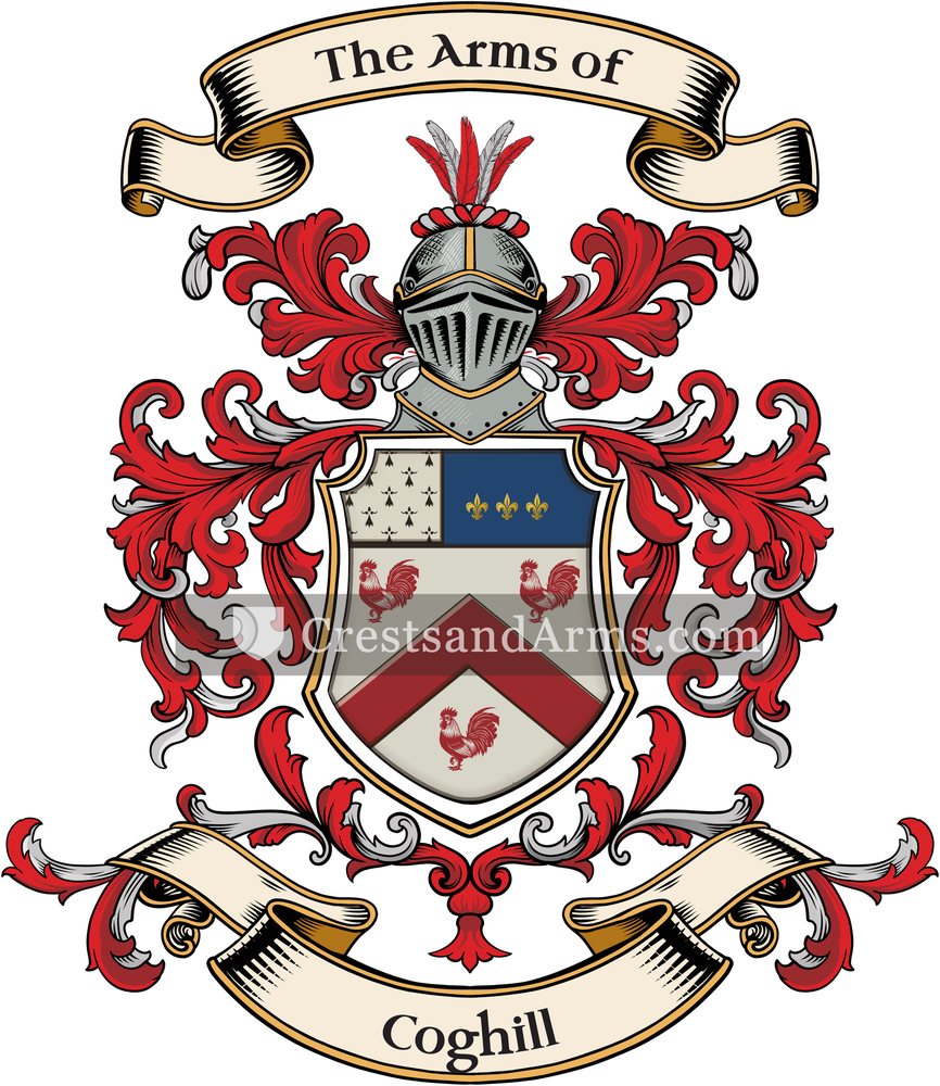 The Coghill coat of arms, drawn from the recorded blazon