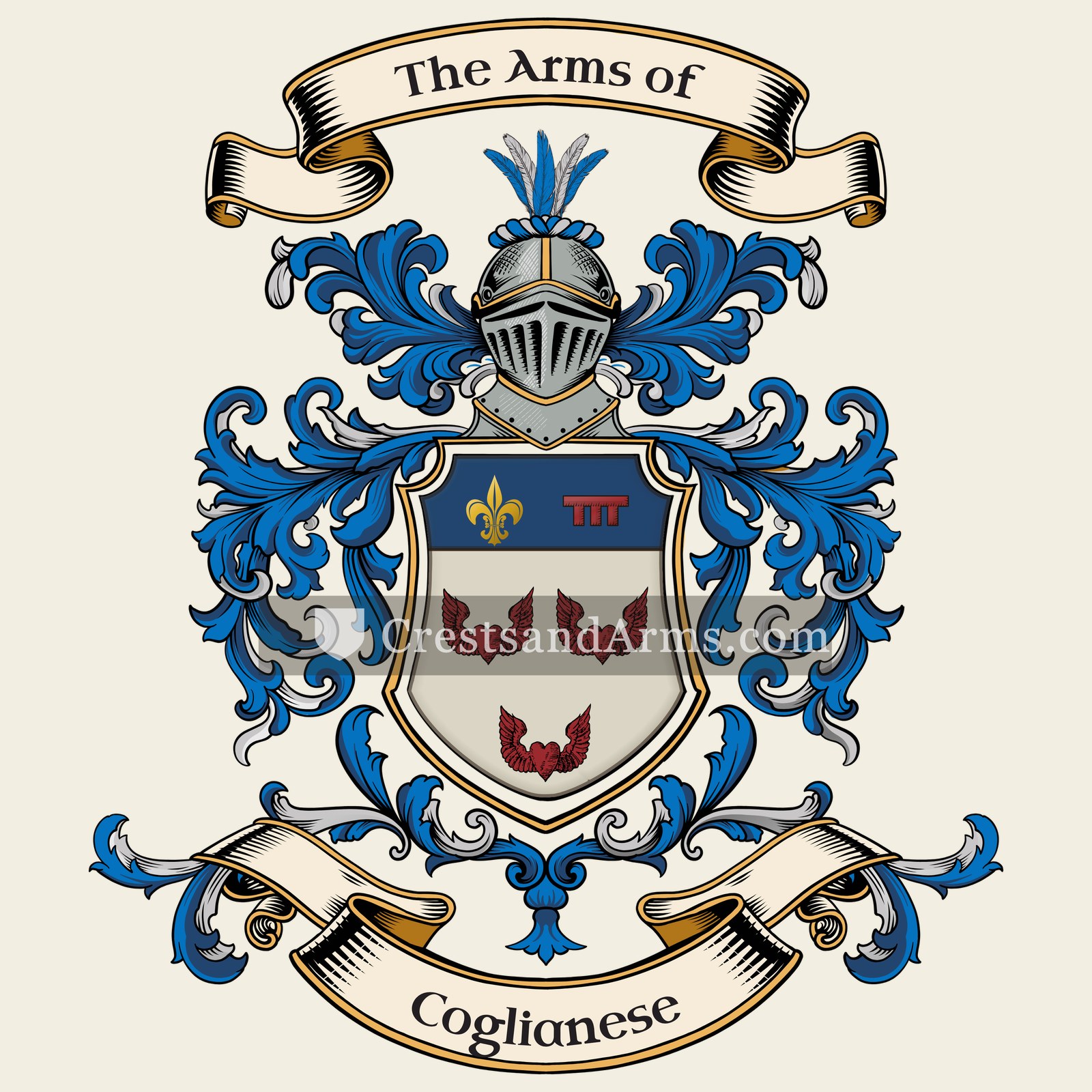 The Coglianese coat of arms, drawn from the recorded blazon
