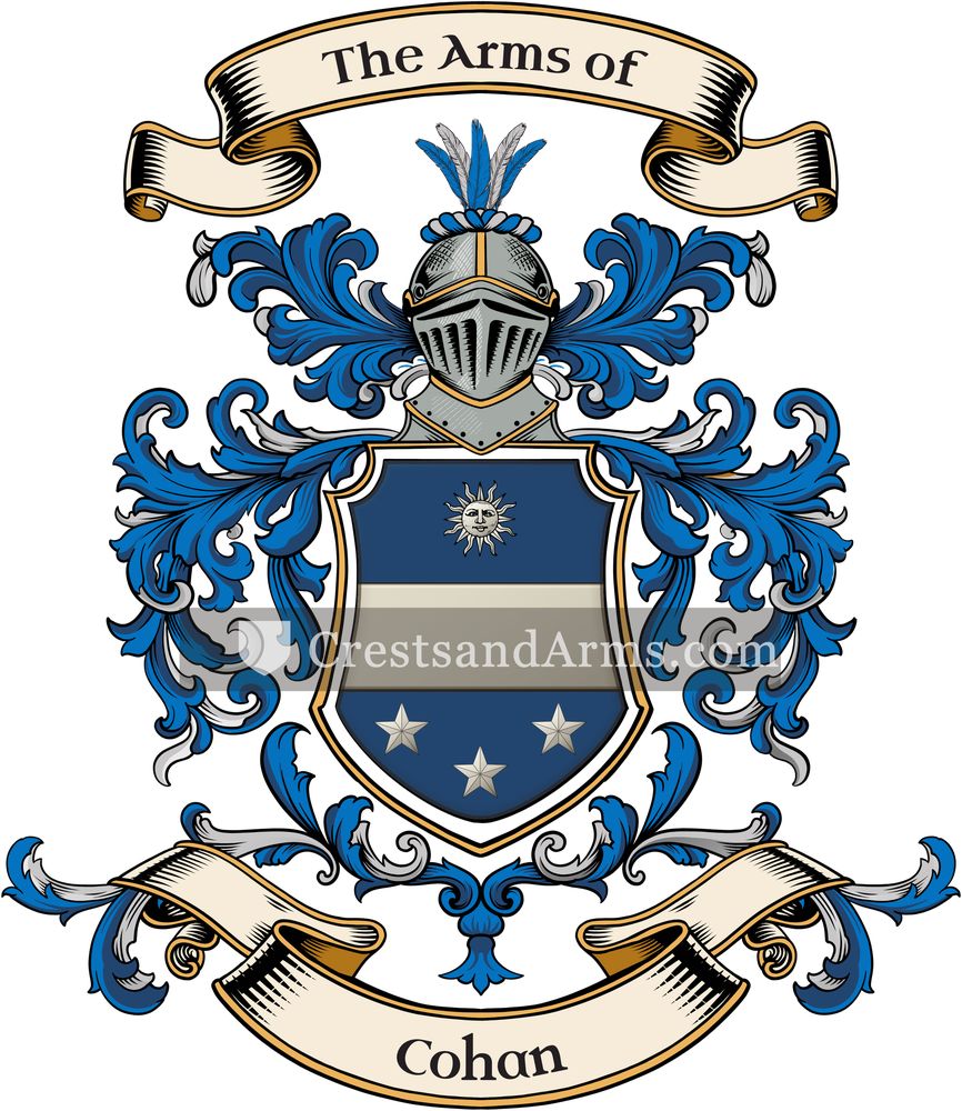 The Cohan coat of arms, drawn from the recorded blazon