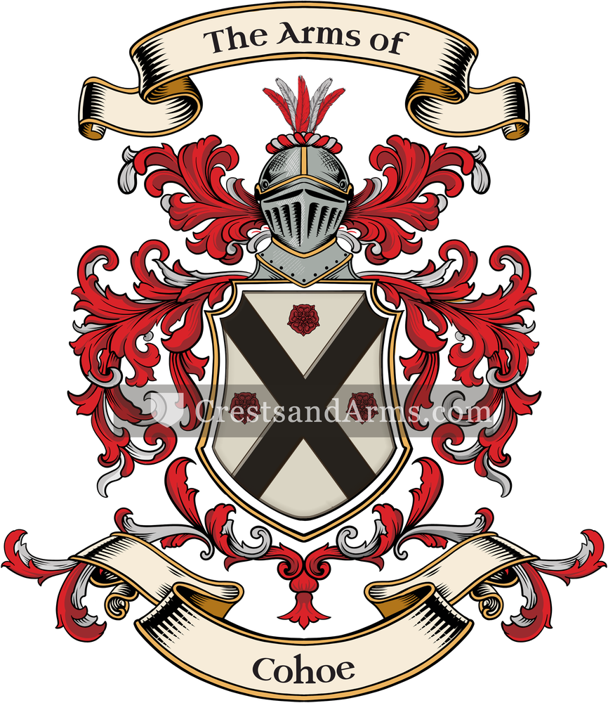 The Cohoe coat of arms, drawn from the recorded blazon