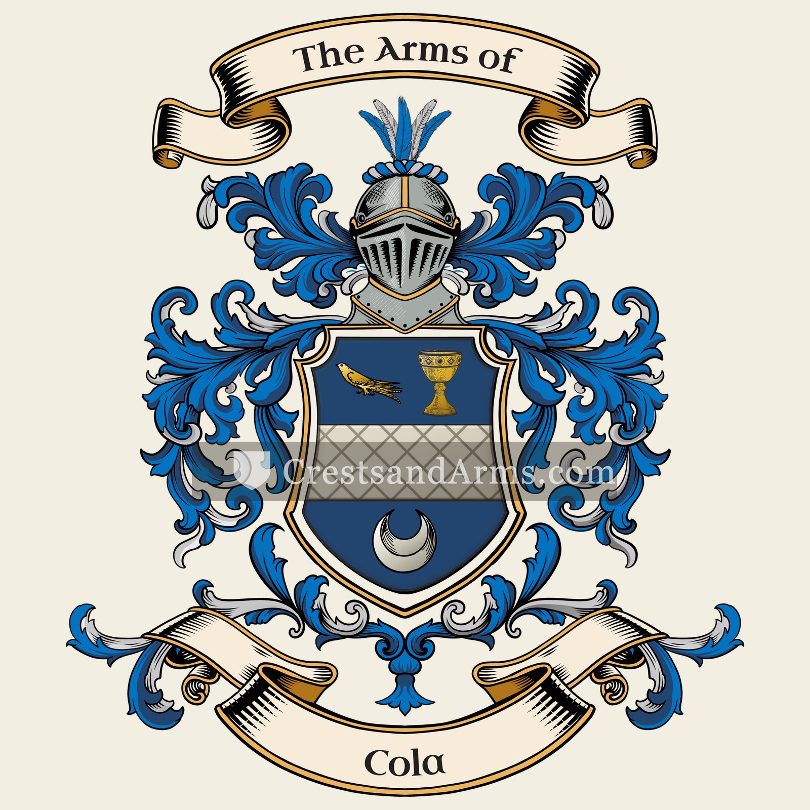 The Cola coat of arms, drawn from the recorded blazon