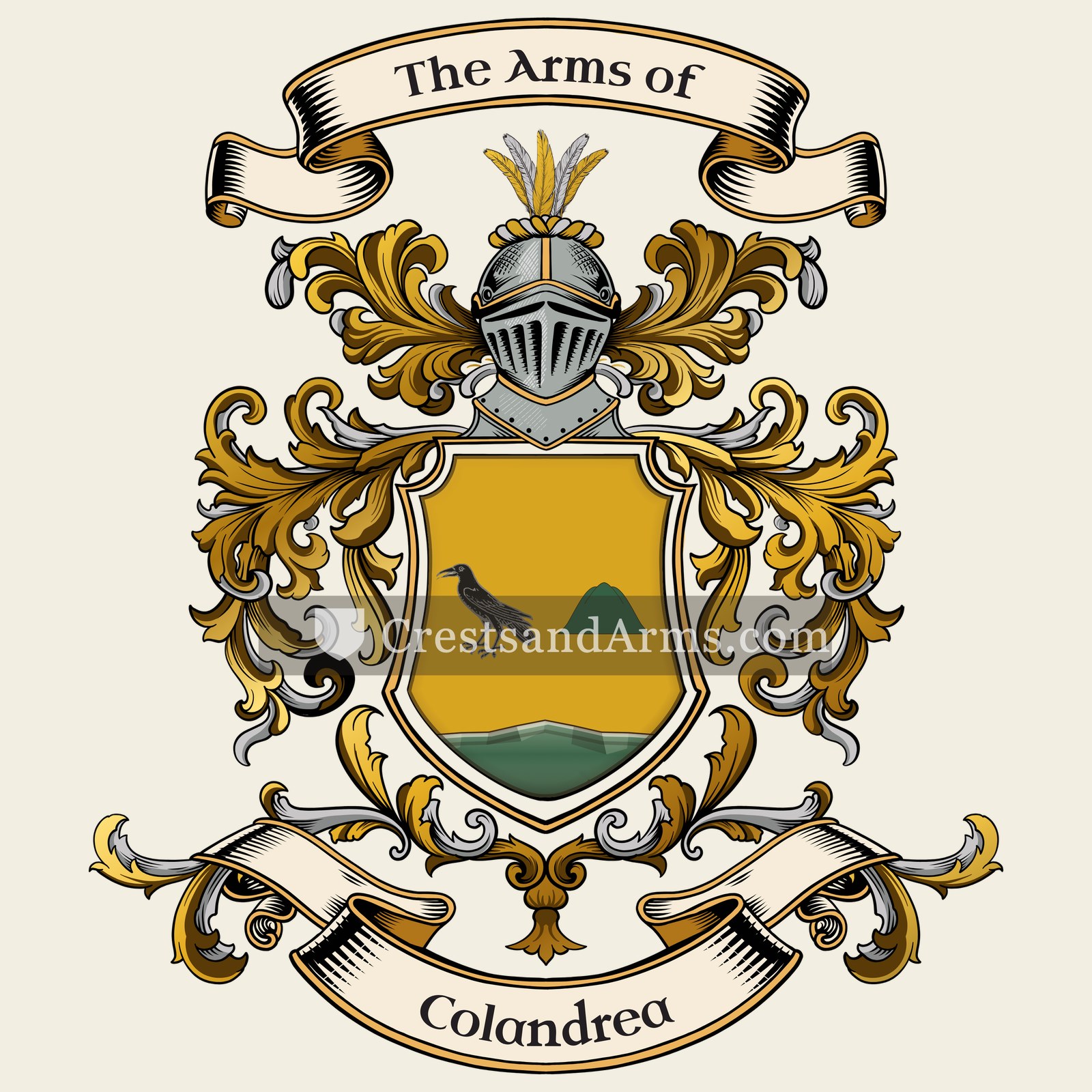 The Colandrea coat of arms, drawn from the recorded blazon