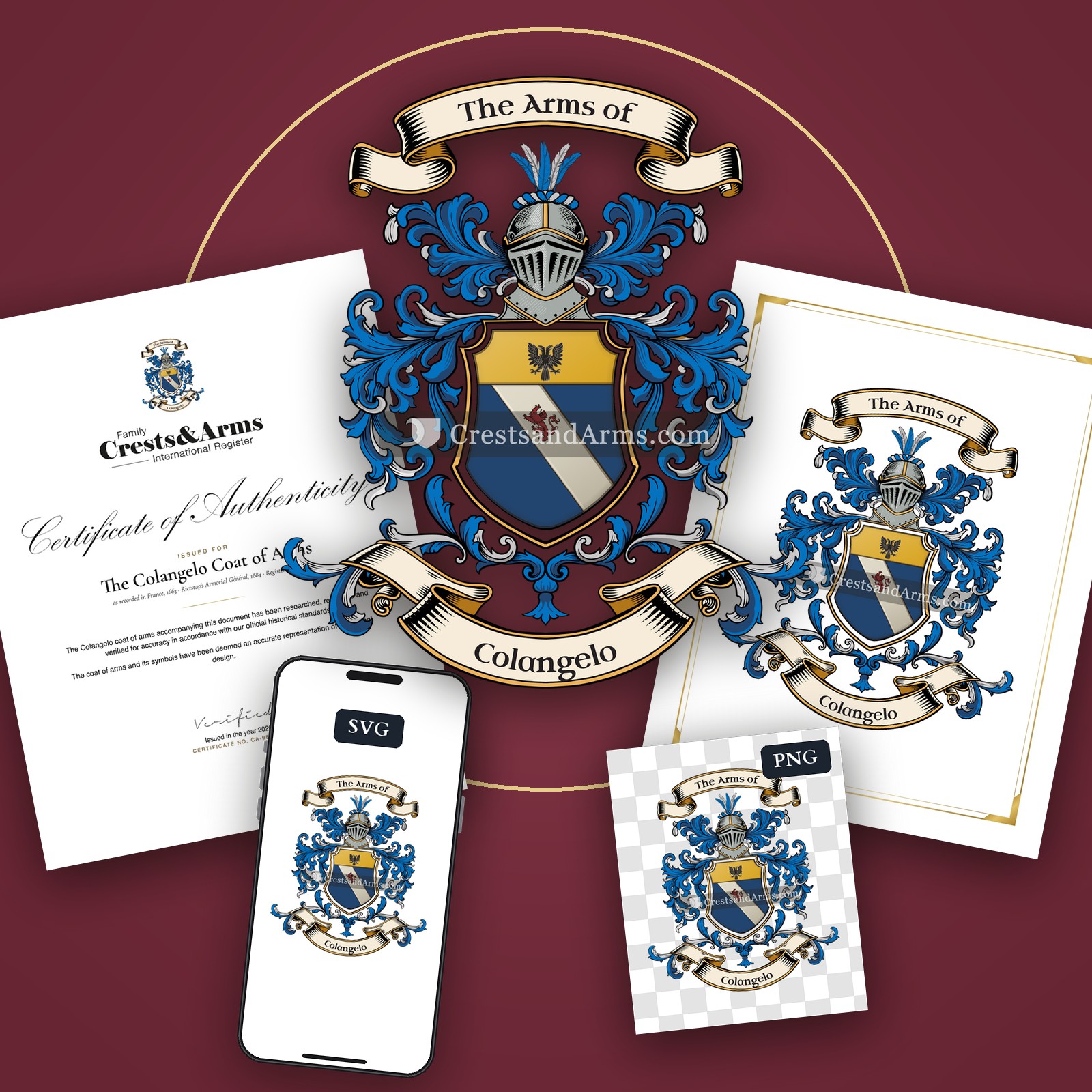 The Colangelo arms on the coat of arms — digital pack