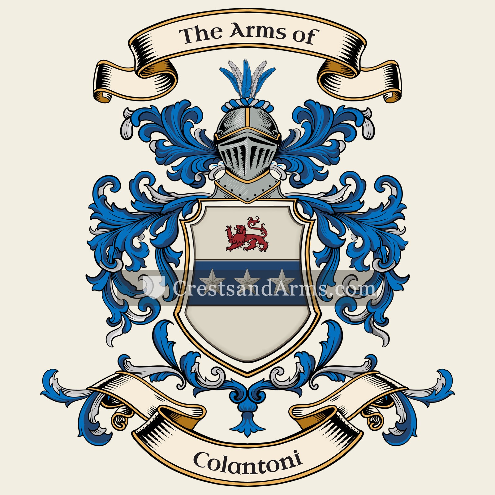 The Colantoni coat of arms, drawn from the recorded blazon