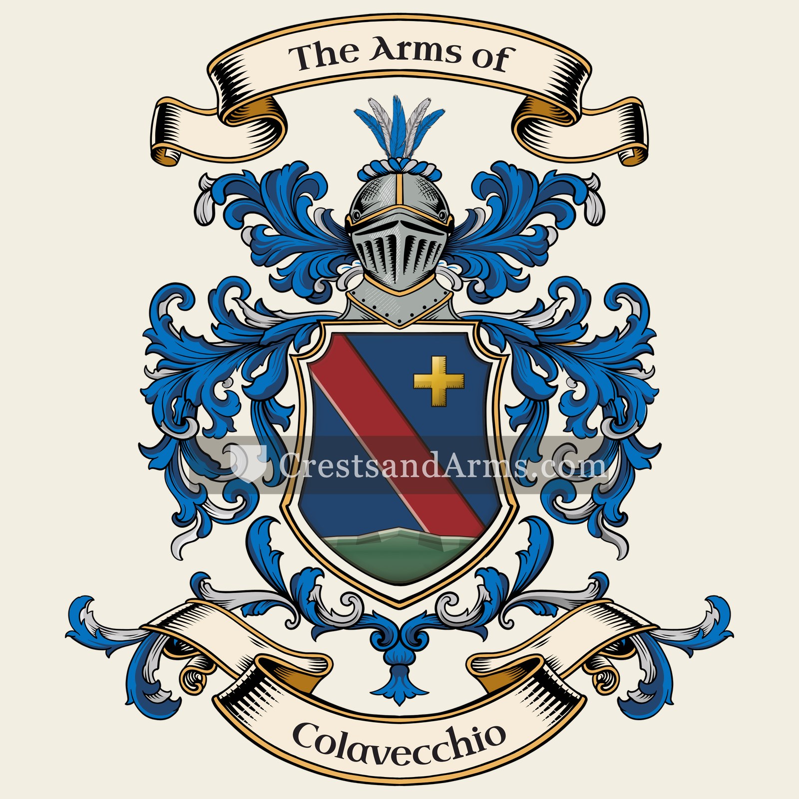The Colavecchio coat of arms, drawn from the recorded blazon
