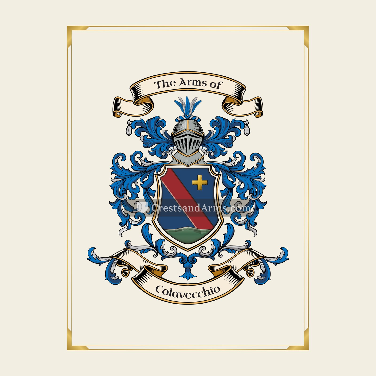 With gold border