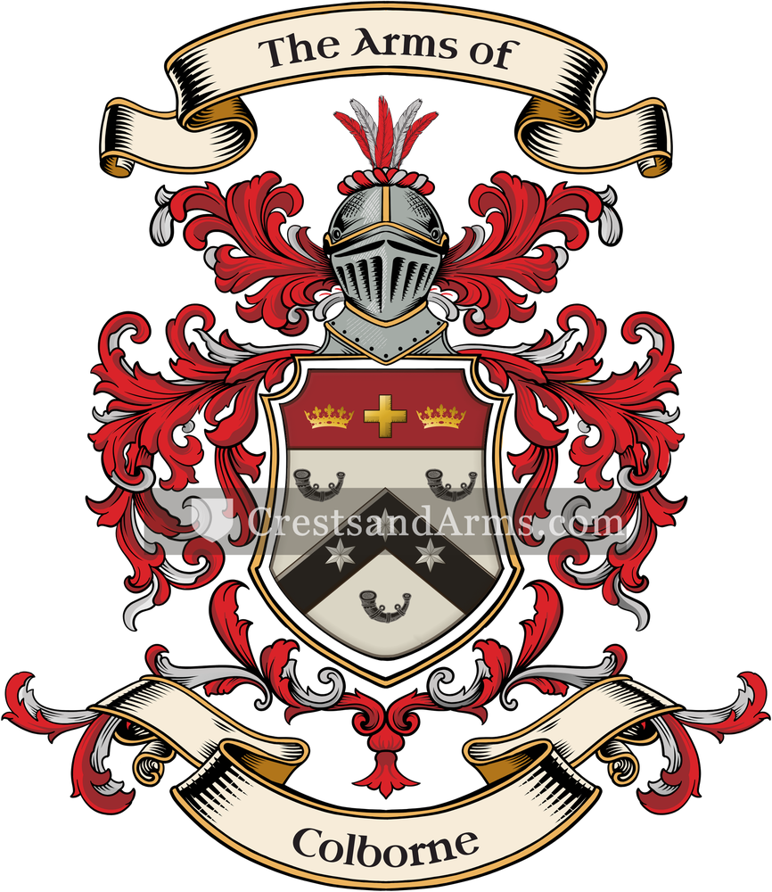 The Colborne coat of arms, drawn from the recorded blazon