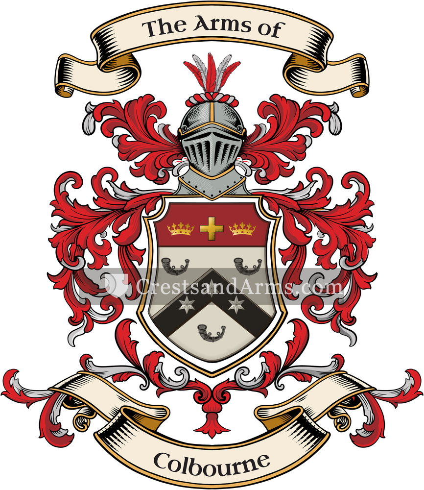 The Colbourne coat of arms, drawn from the recorded blazon