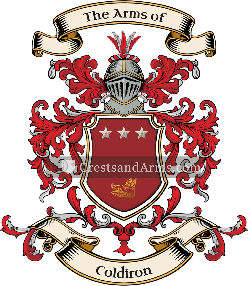 The Coldiron coat of arms, drawn from the recorded blazon