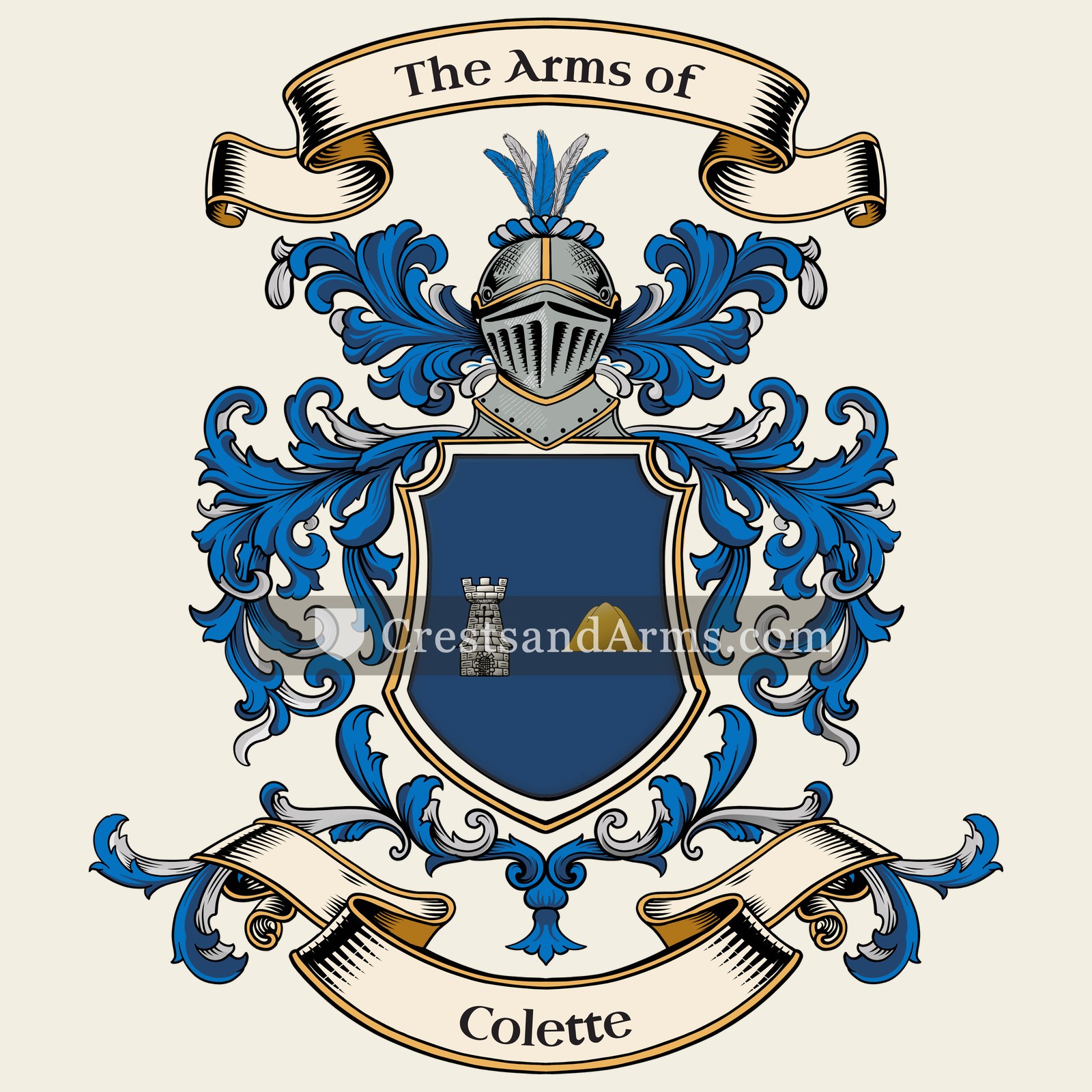 The Colette coat of arms, drawn from the recorded blazon