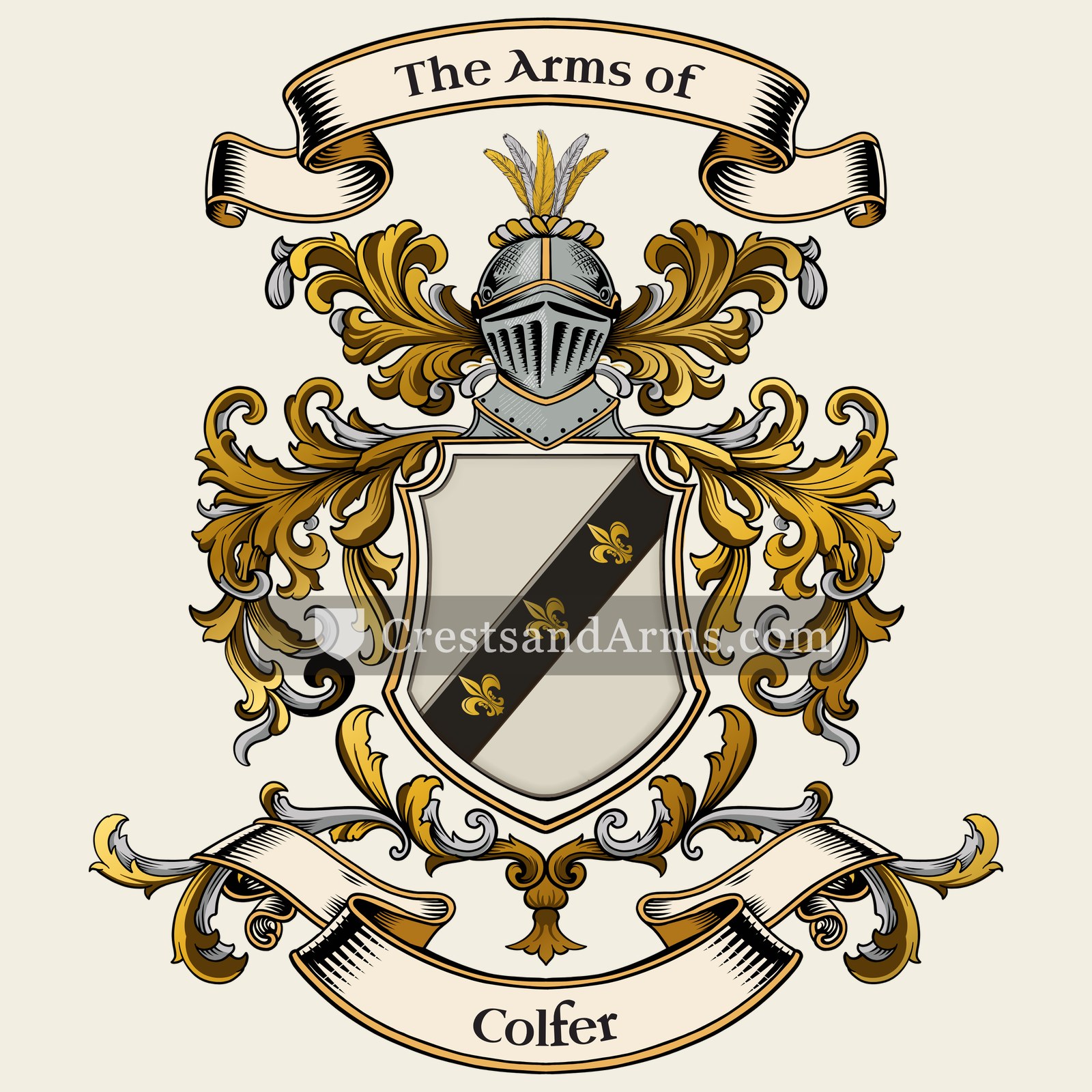 The Colfer coat of arms, drawn from the recorded blazon