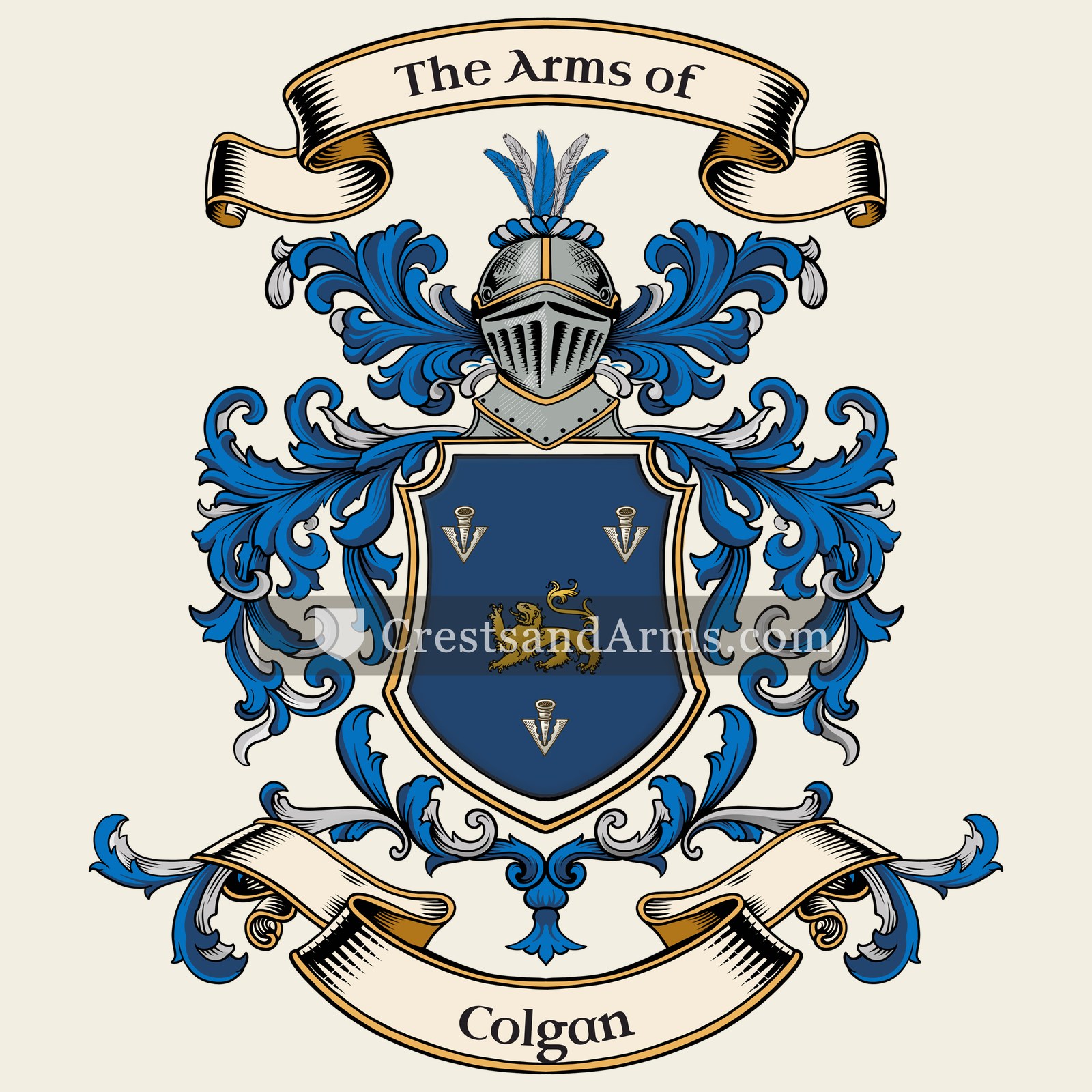 The Colgan coat of arms, drawn from the recorded blazon