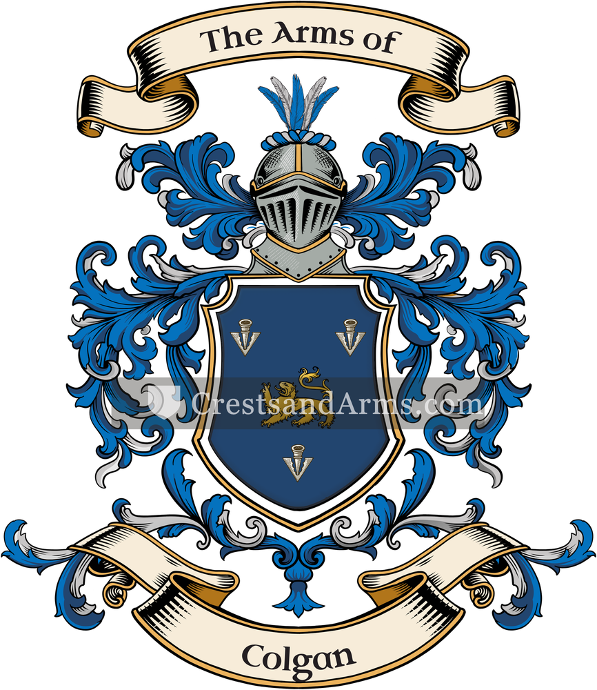 The Colgan coat of arms, drawn from the recorded blazon