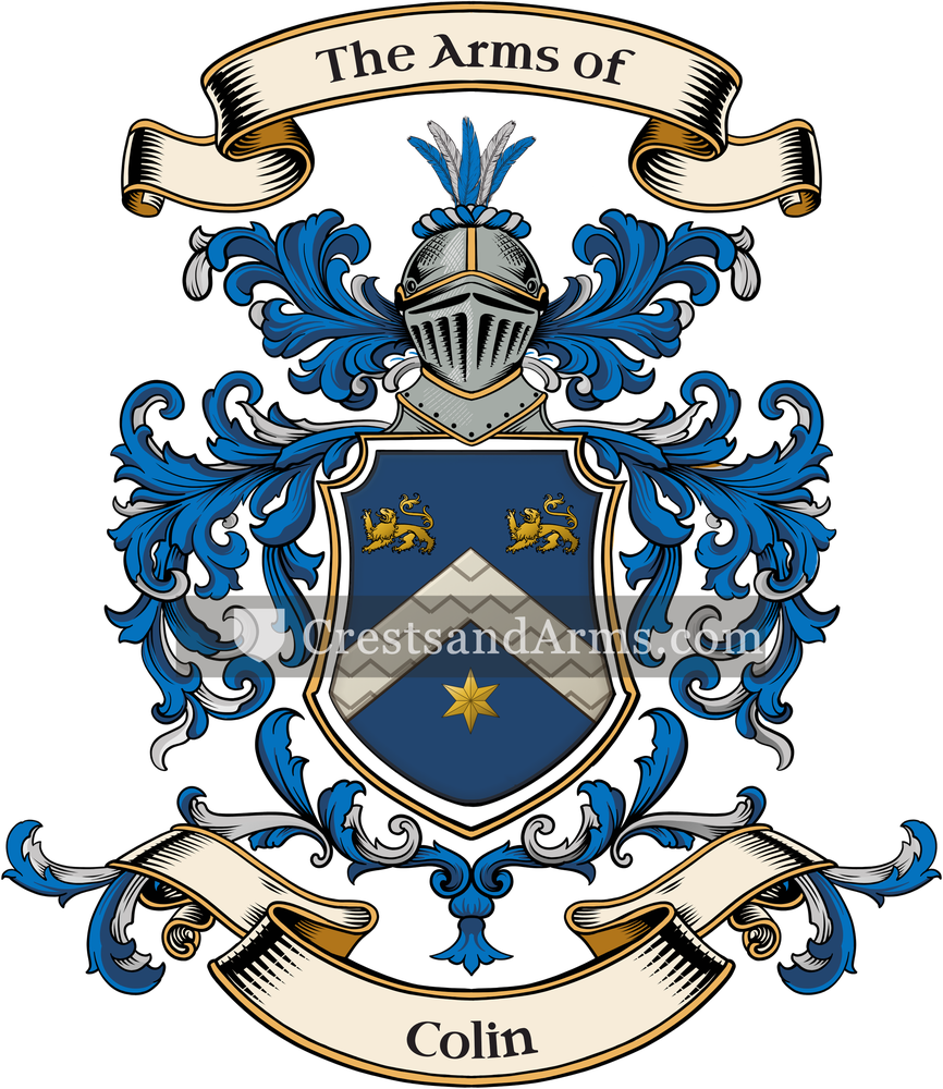 The Colin coat of arms, drawn from the recorded blazon