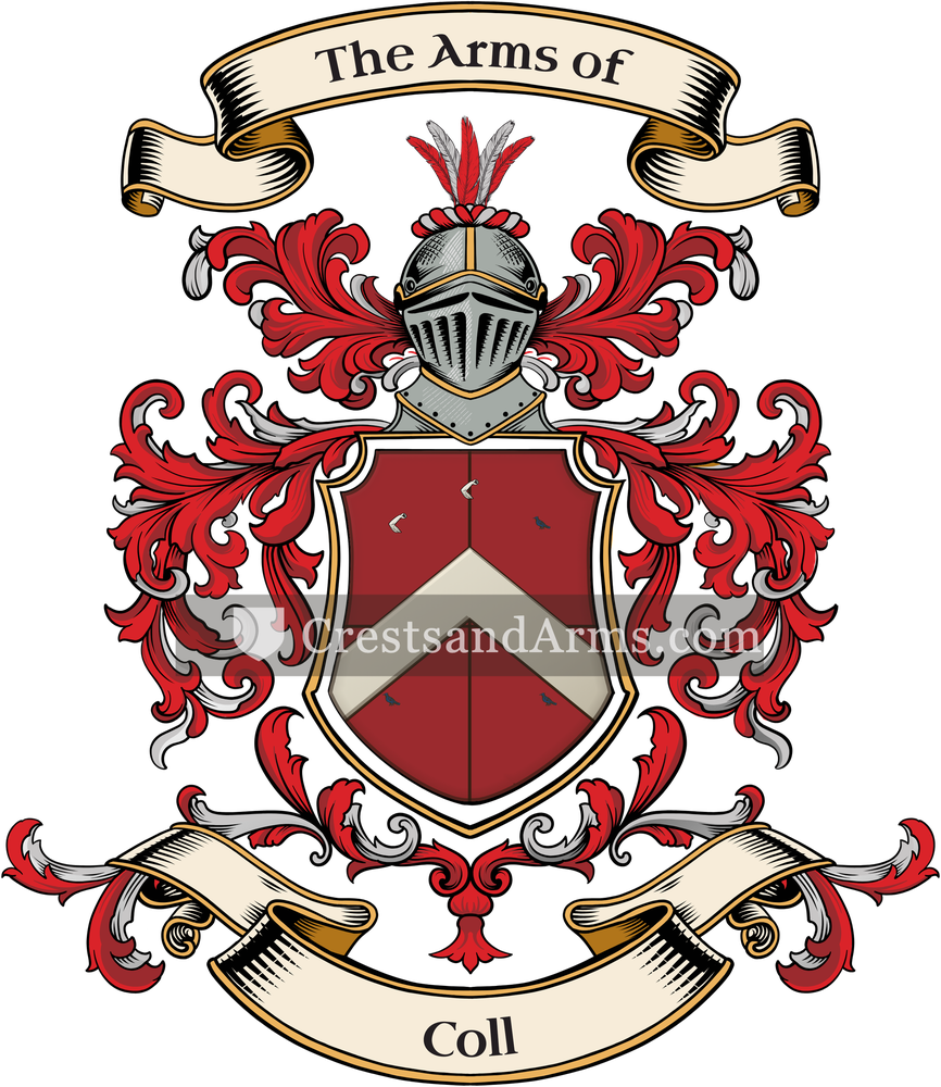The Coll coat of arms, drawn from the recorded blazon