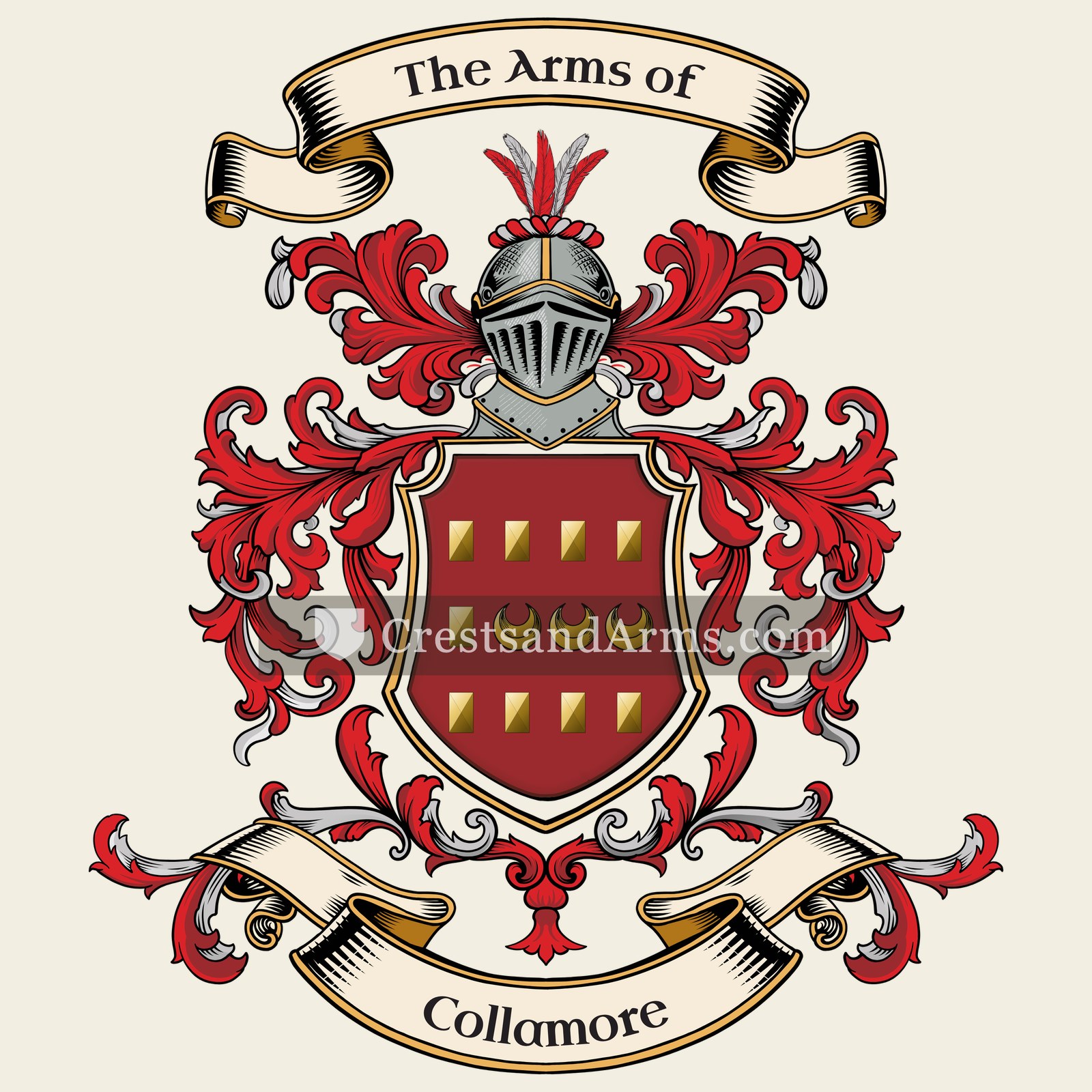 The Collamore coat of arms, drawn from the recorded blazon