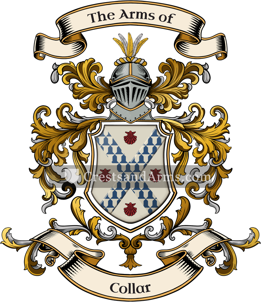 The Collar coat of arms, drawn from the recorded blazon