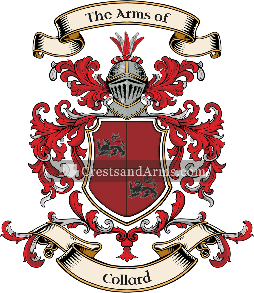 The Collard coat of arms, drawn from the recorded blazon