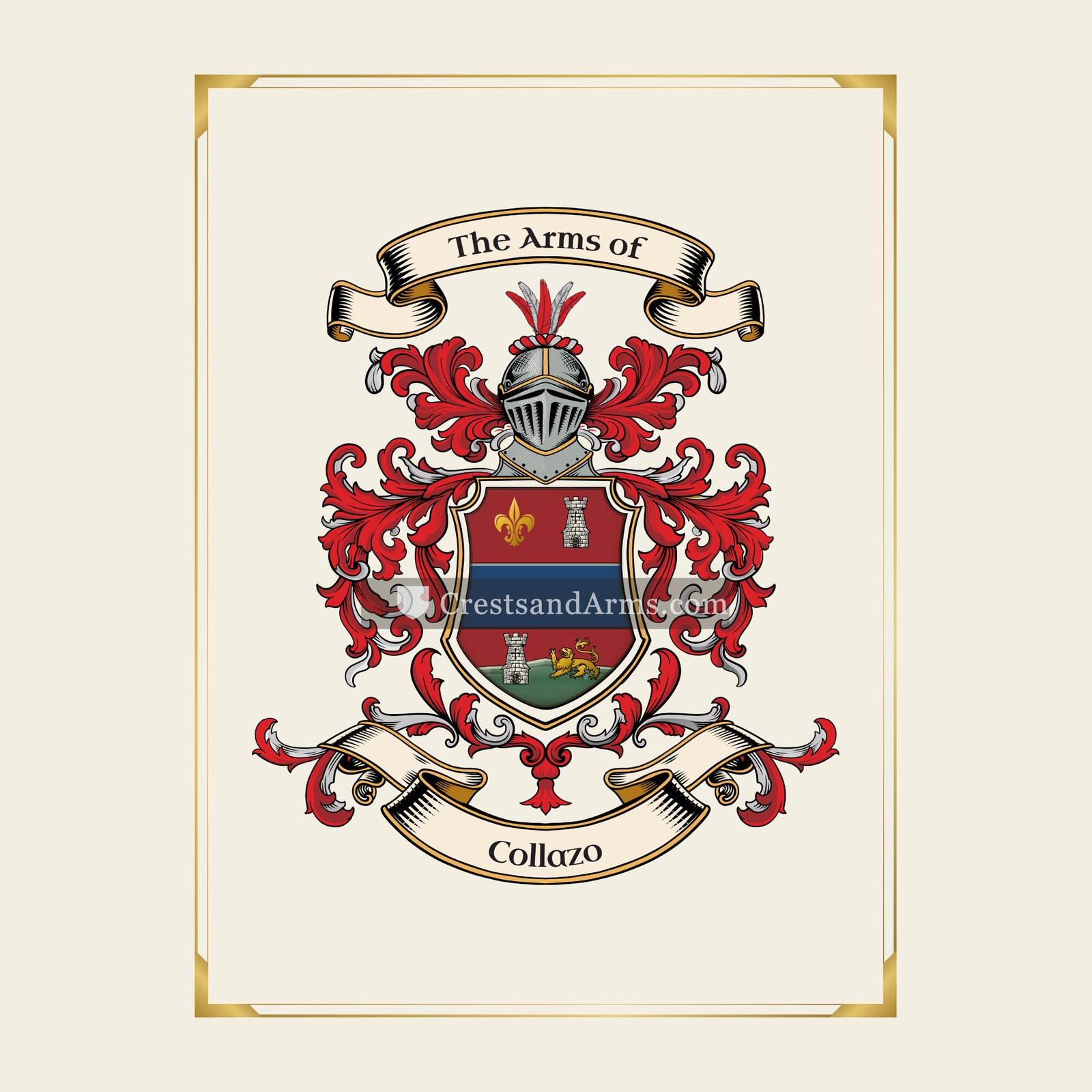 With gold border