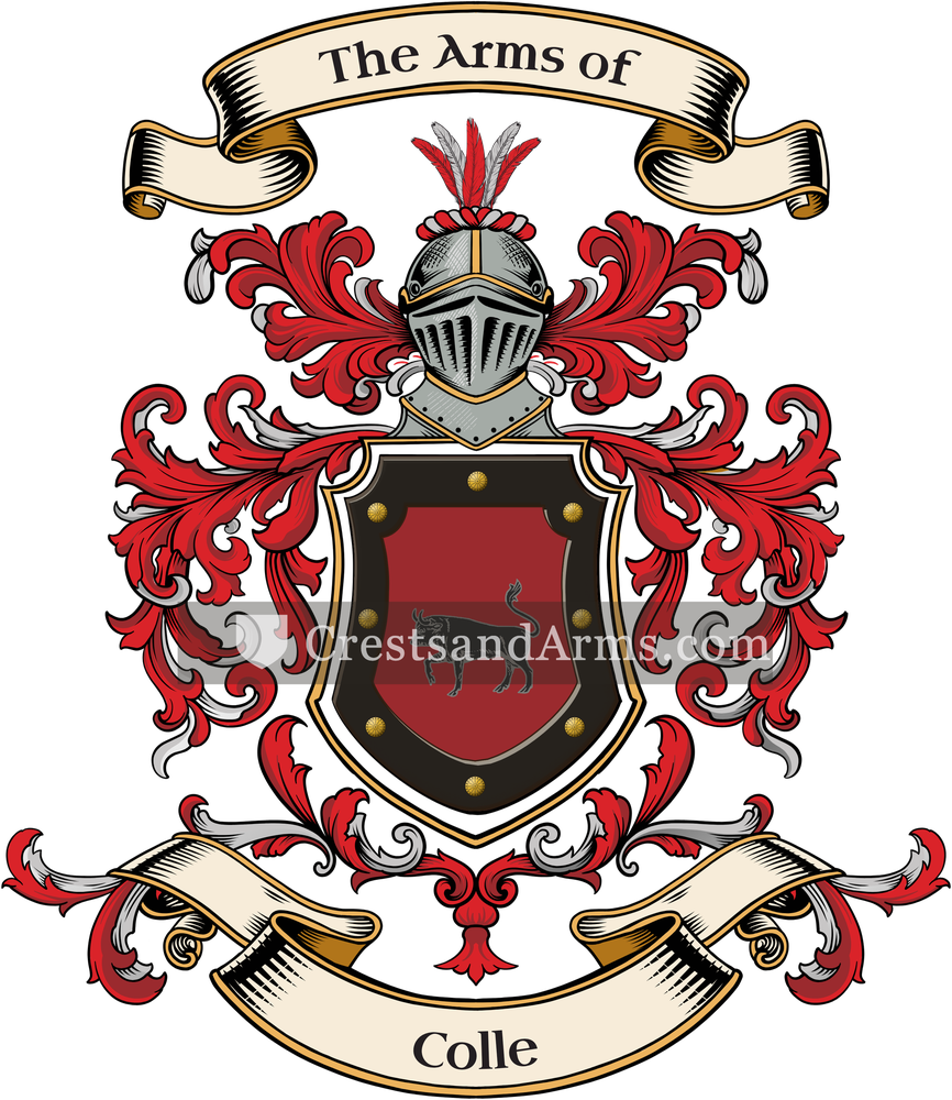 The Colle coat of arms, drawn from the recorded blazon