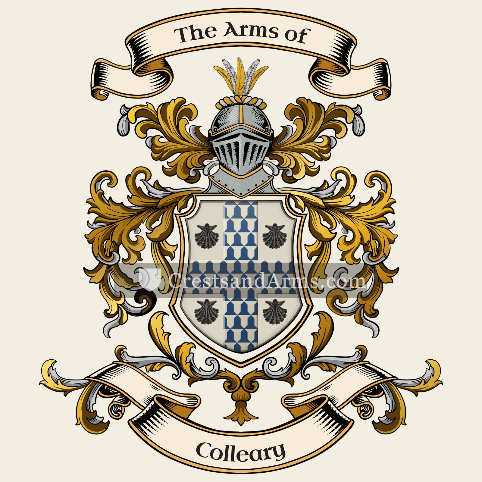 The Colleary coat of arms, drawn from the recorded blazon