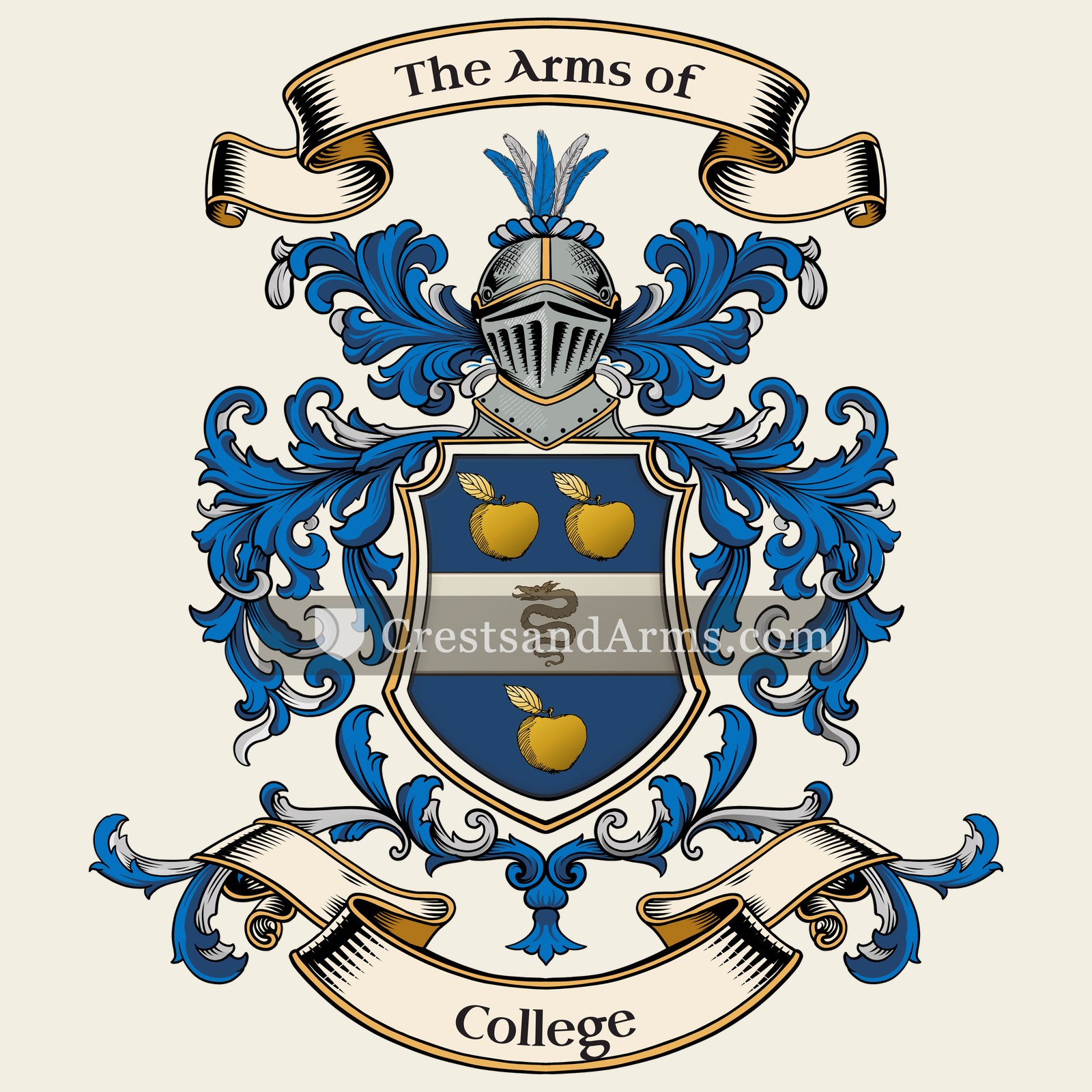 The College coat of arms, drawn from the recorded blazon