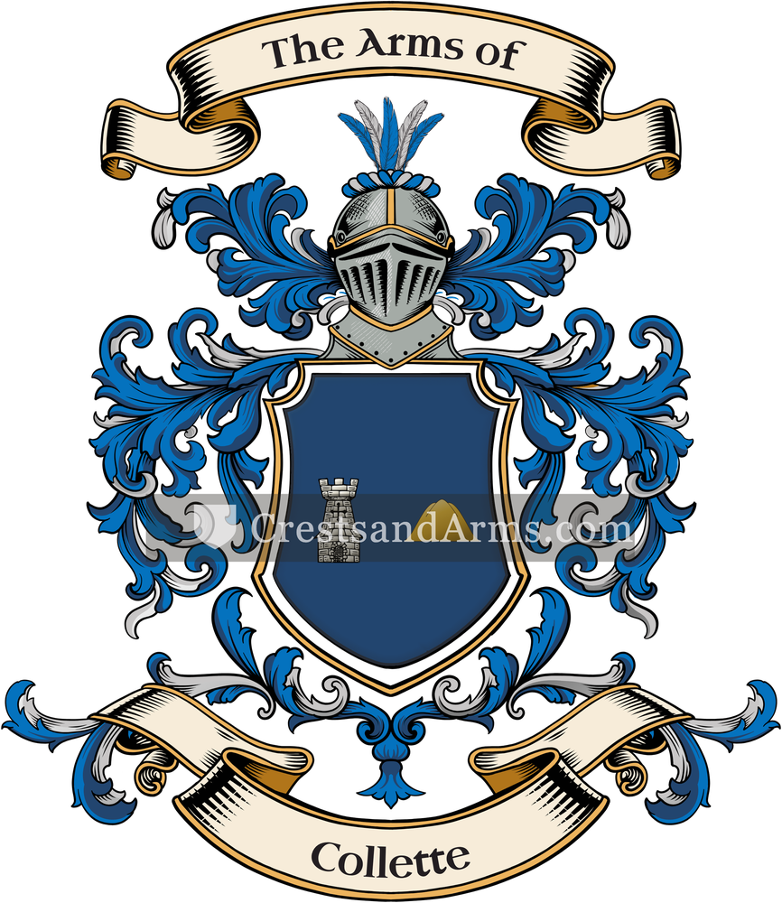 The Collette coat of arms, drawn from the recorded blazon