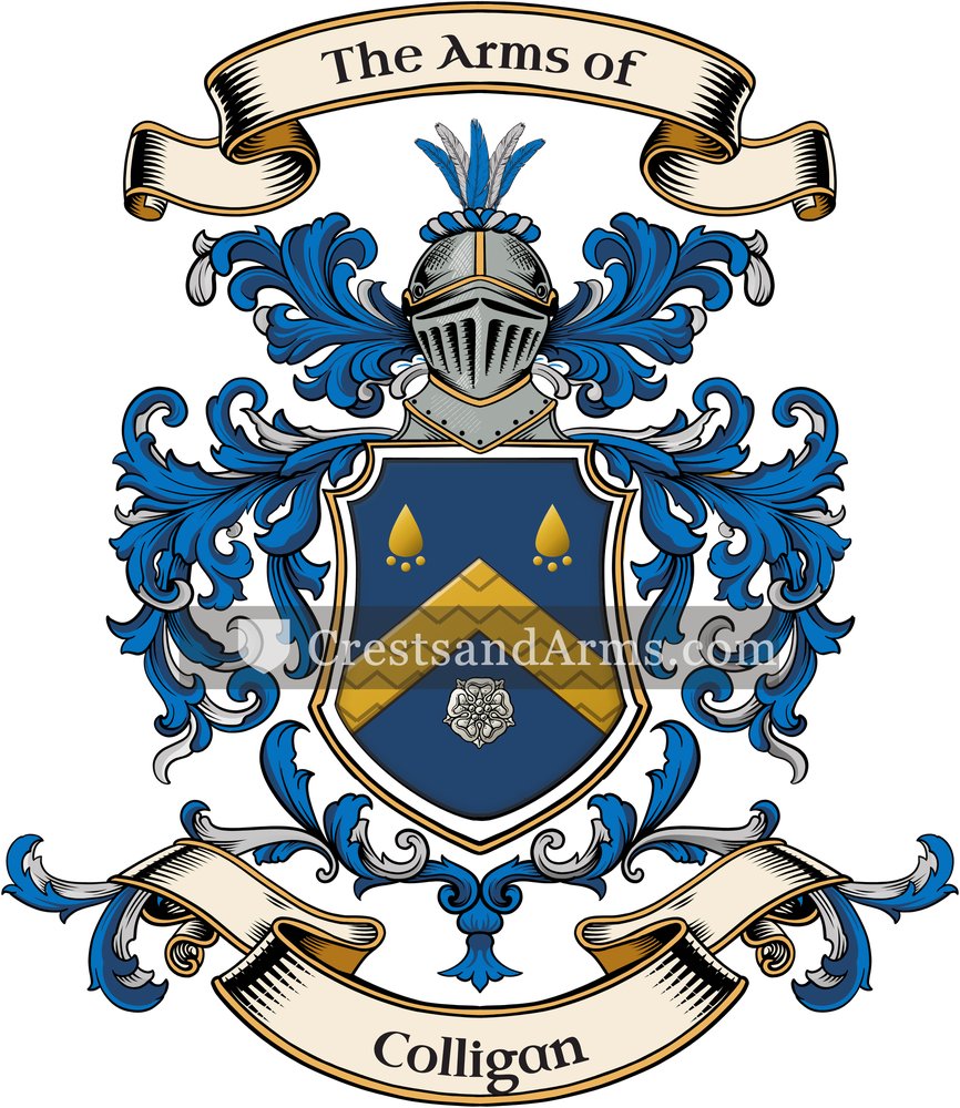 The Colligan coat of arms, drawn from the recorded blazon