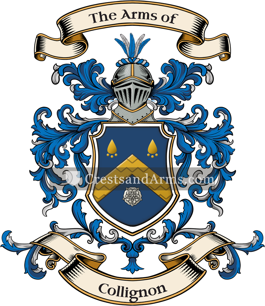 The Collignon coat of arms, drawn from the recorded blazon