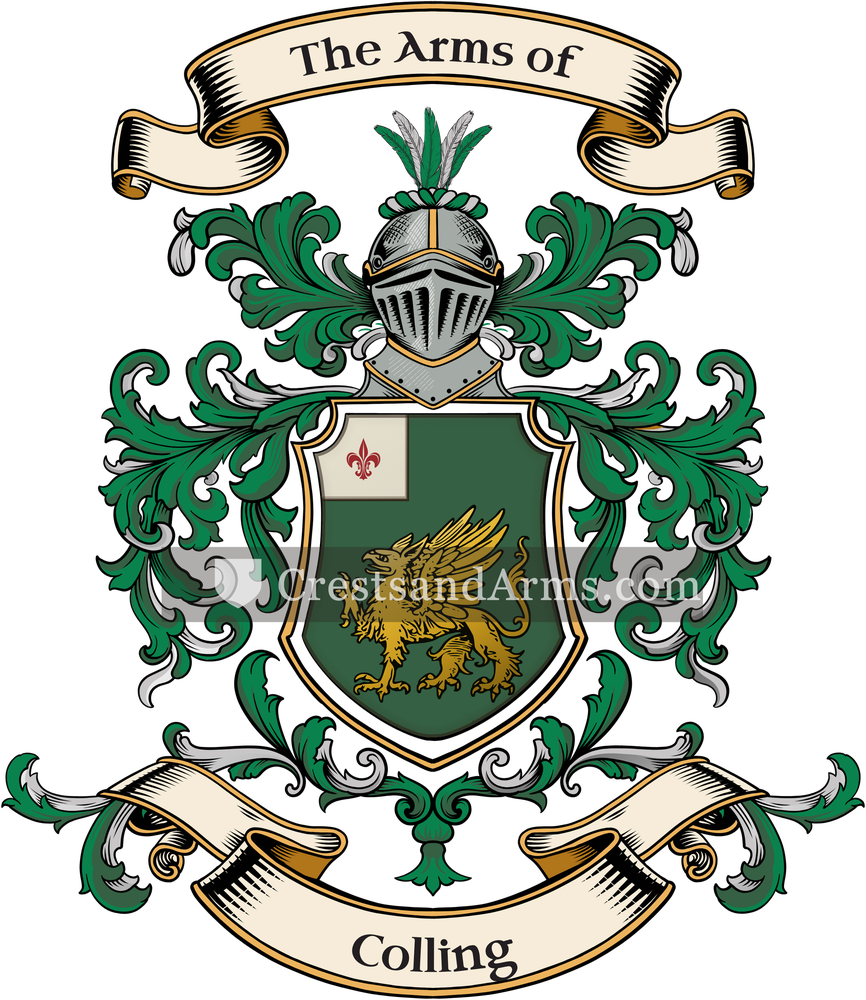 The Colling coat of arms, drawn from the recorded blazon