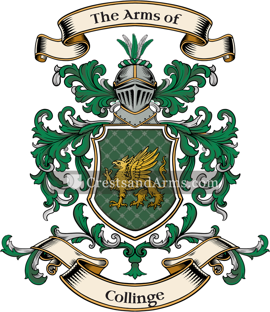 The Collinge coat of arms, drawn from the recorded blazon