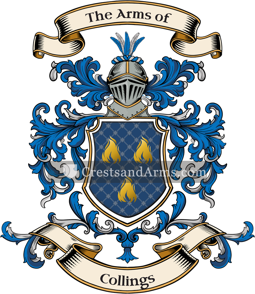 The Collings coat of arms, drawn from the recorded blazon