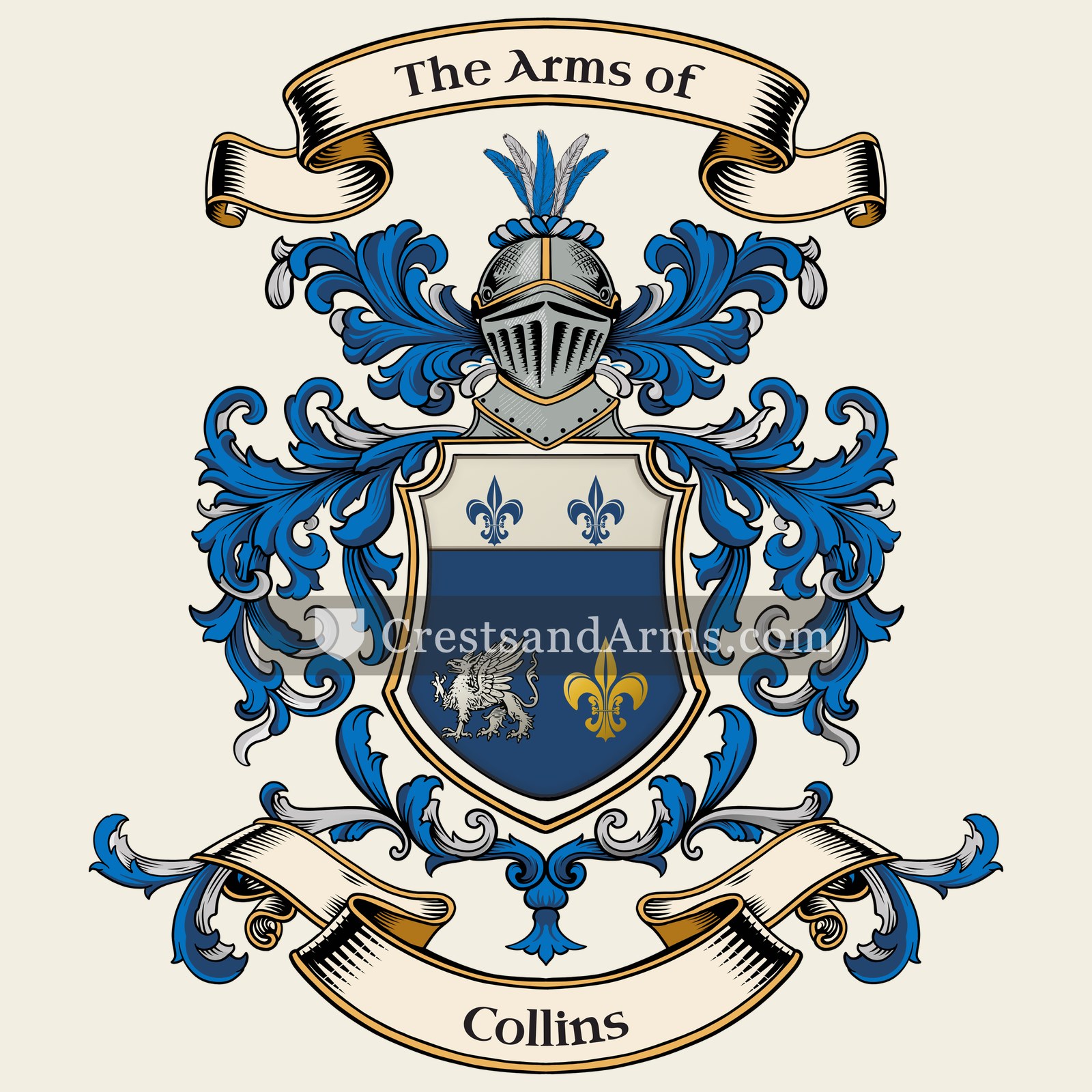 The Collins coat of arms, drawn from the recorded blazon