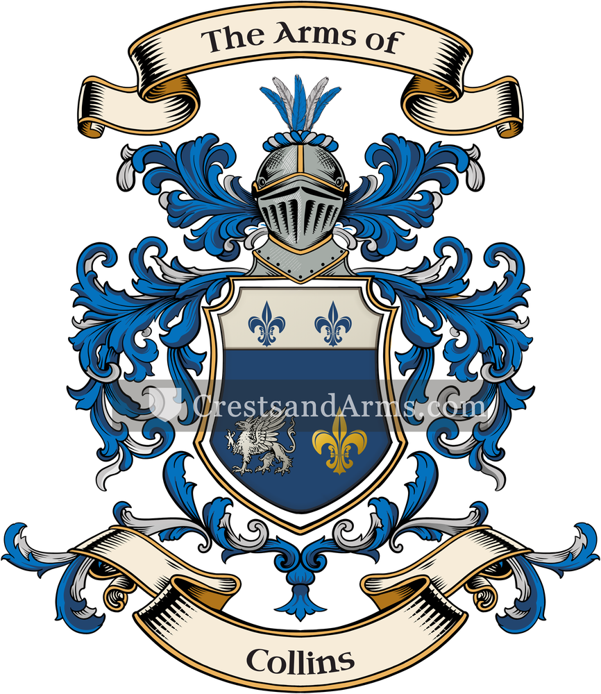 The Collins coat of arms, drawn from the recorded blazon