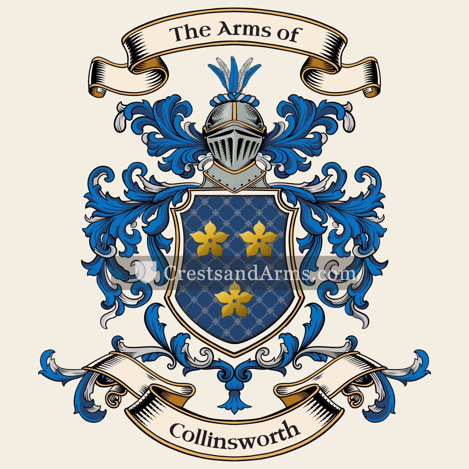 The Collinsworth coat of arms, drawn from the recorded blazon