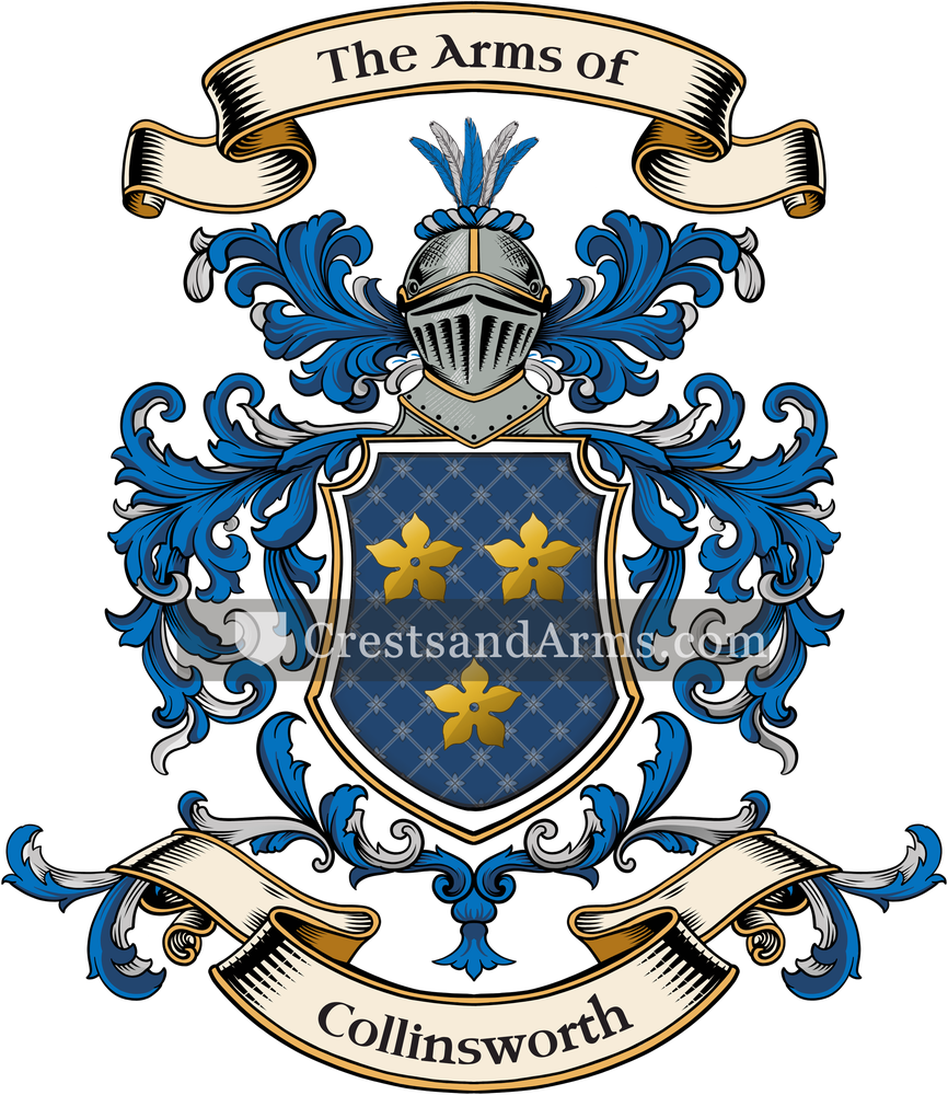 The Collinsworth coat of arms, drawn from the recorded blazon