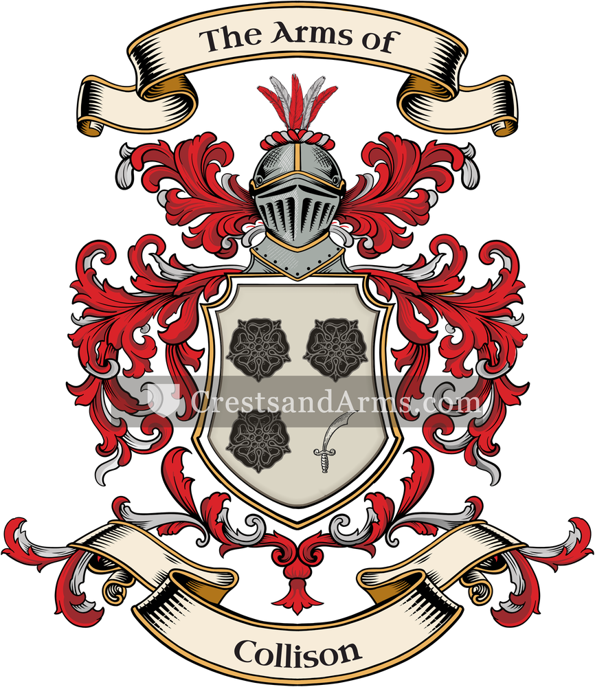 The Collison coat of arms, drawn from the recorded blazon