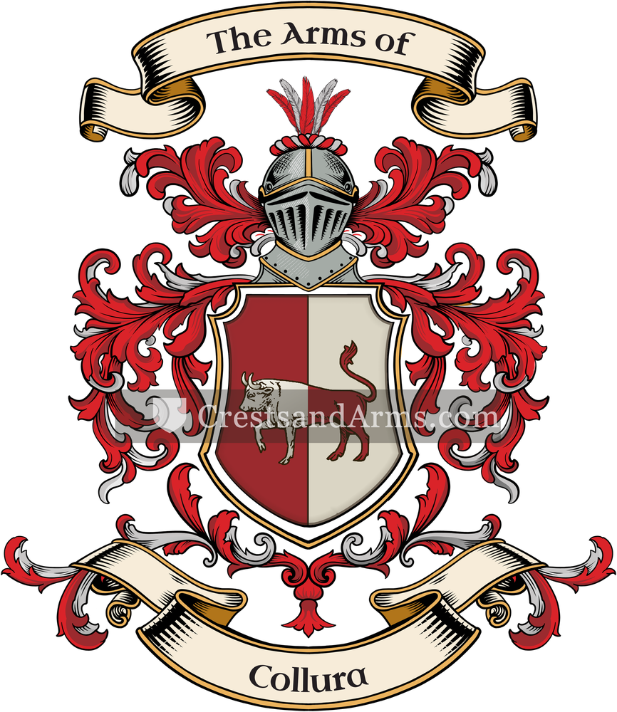 The Collura coat of arms, drawn from the recorded blazon